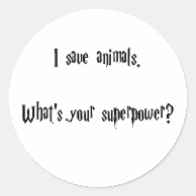 Sticker Rond Je sauve des animaux (Devant)