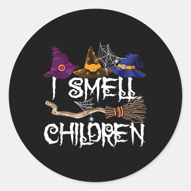 Sticker Rond Je Sens Des Enfants Sorcières Halloween Py (Devant)