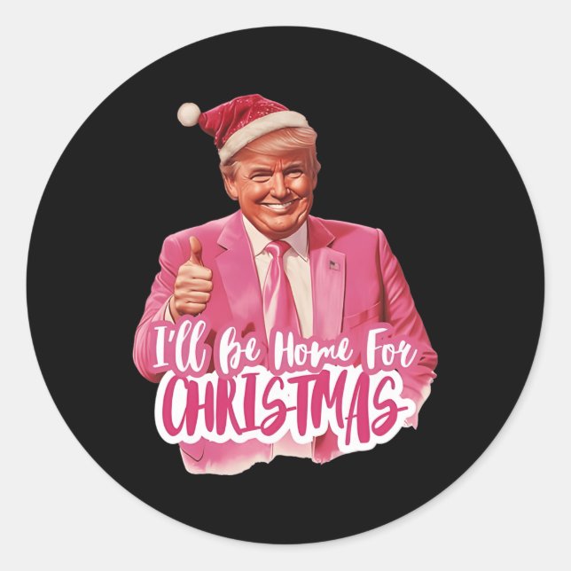 Sticker Rond Je serai à la maison pour Noël3 (Devant)