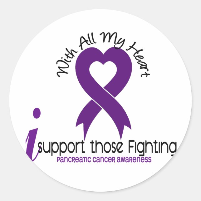Sticker Rond Je Soutiens Ceux Qui Luttent Contre Le Cancer Du P (Devant)