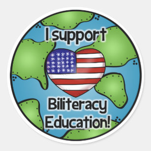 Sticker Rond Je soutiens l'autocollant d'éducation à la bilingu