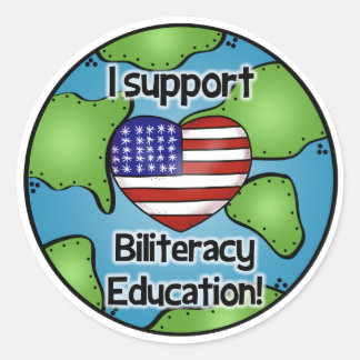 Sticker Rond Je soutiens l'autocollant d'éducation à la bilingu