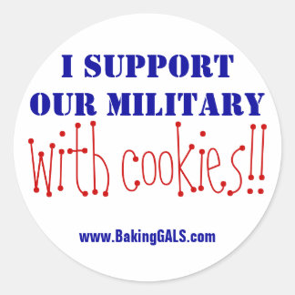 Sticker Rond Je soutiens nos militaires avec des cookies ! !