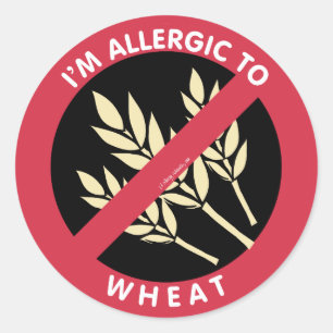 Sticker Rond Je suis Allergique au blé Symbole d'allergie des e
