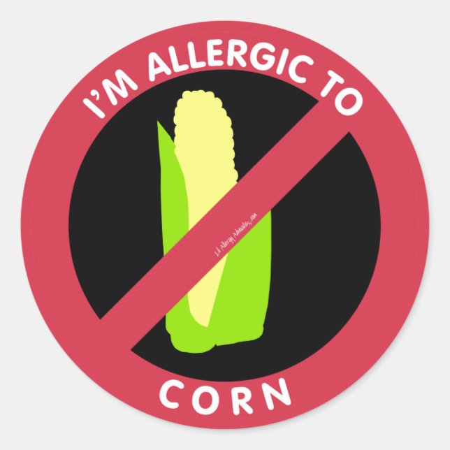 Sticker Rond Je suis Allergique au maïs Symbole d'allergie alim (Devant)