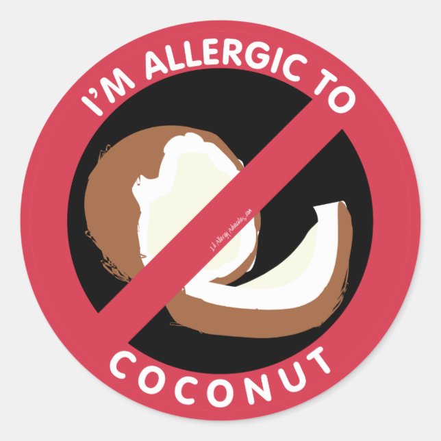Sticker Rond Je suis allergique aux aliments à la noix de coco  (Devant)