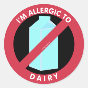 Sticker Rond Je suis Allergique aux aliments laitiers Symbole d
