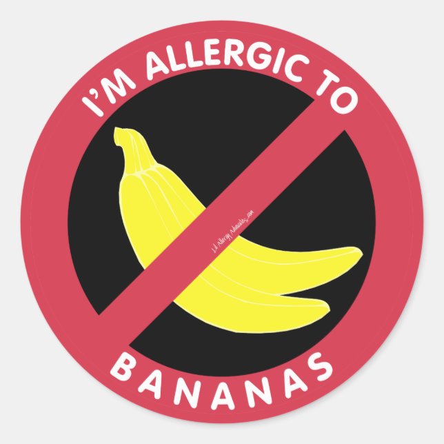 Sticker Rond Je suis Allergique Aux Bananes Symbole d'allergie  (Devant)