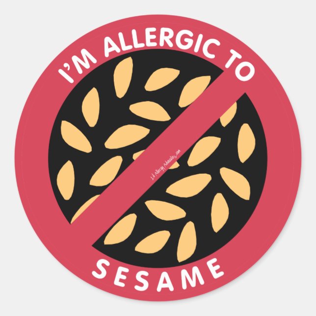 Sticker Rond Je suis Allergique Aux Graines De Sésame Allergie  (Devant)