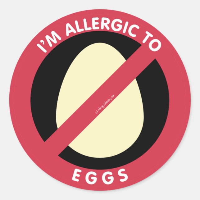 Sticker Rond Je suis Allergique aux oeufs Symbole d'allergie al (Devant)