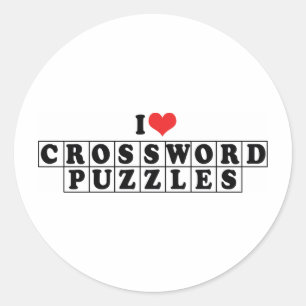 Sticker Rond Je suis amoureux des mots croisés avec cœur - Amat