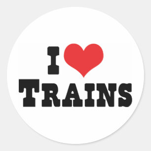 Sticker Rond Je suis amoureux des trains à cœur - Amateur de tr