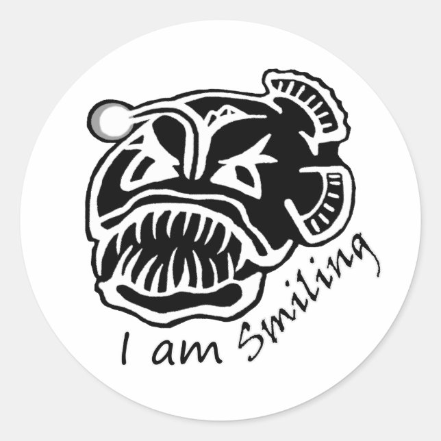 Sticker Rond Je suis Anglerfish souriant (Devant)
