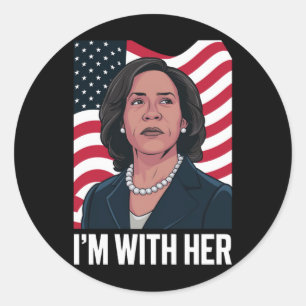 Sticker Rond Je suis avec elle Kamala Vote pour 2024 Président