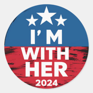 Sticker Rond Je suis avec elle Kamala Vote pour 2024 Président 