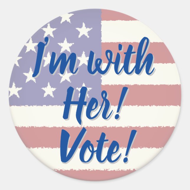 Sticker Rond Je suis avec elle... Vote (Devant)