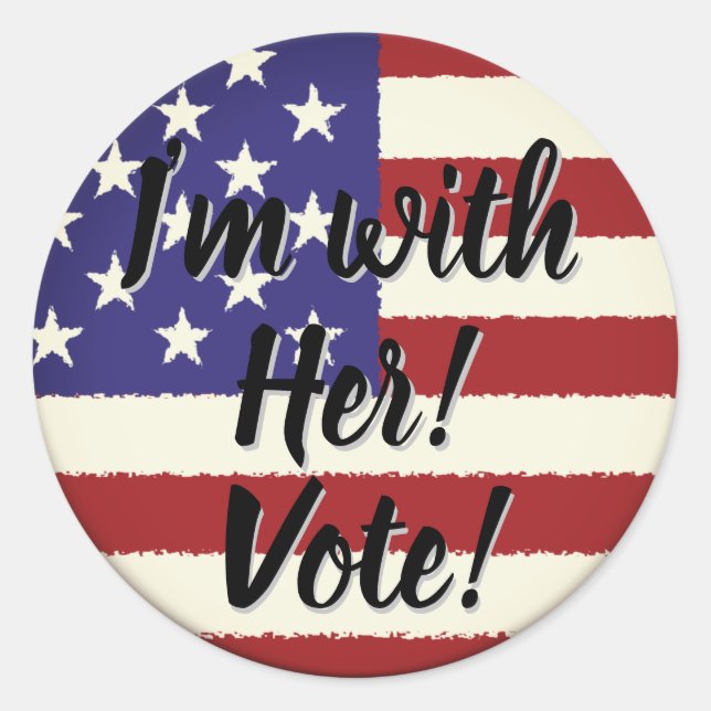 Sticker Rond Je suis avec elle... Vote (Devant)