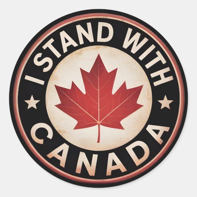 Sticker Rond Je suis avec le Canada (Devant)