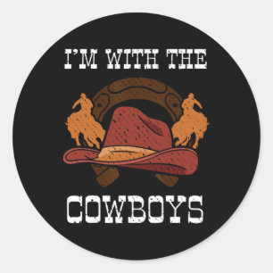 Sticker Rond Je suis avec le Cowboy Rrel Racing Horseck Riding