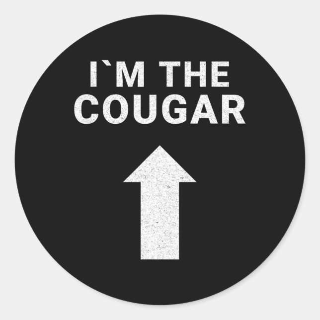 Sticker Rond Je suis avec l'Humour Cougar Halloween Cadeau d'an (Devant)