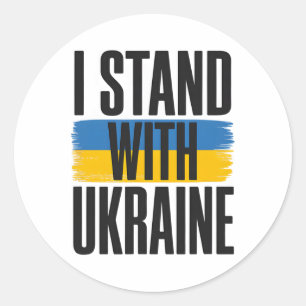 Sticker Rond Je suis avec l'Ukraine Drapeau ukrainien gras Sout