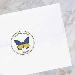 Sticker Rond Je Suis Avec L'Ukraine Editable Papillon Design