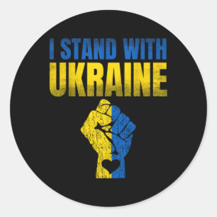 Sticker Rond Je Suis Avec L'Ukraine Le Drapeau Ukrainien Soutie