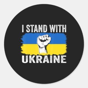 Sticker Rond Je Suis Avec L'Ukraine Le Drapeau Ukrainien Soutie