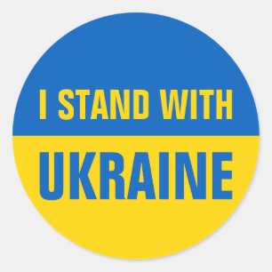 Sticker Rond Je Suis Avec L'Ukraine Solidarité Drapeau Ukraini