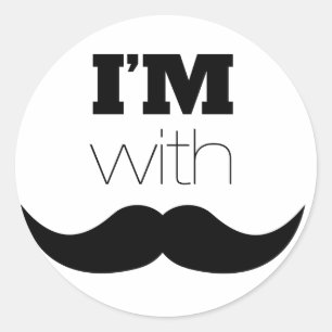 Sticker Rond Je suis avec Moustache