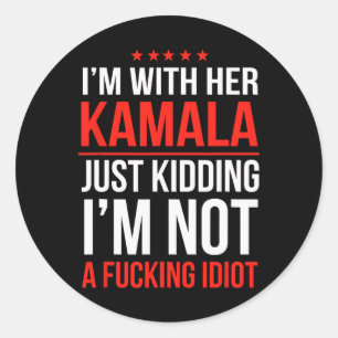 Sticker Rond Je suis avec son président Kamala Harris W 2024