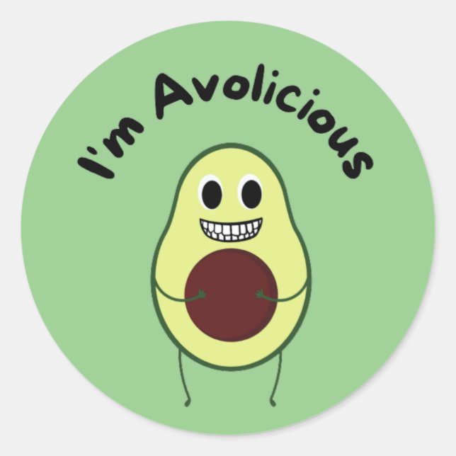 Sticker Rond Je suis Avolicious - Funny Fruit Pun (Devant)