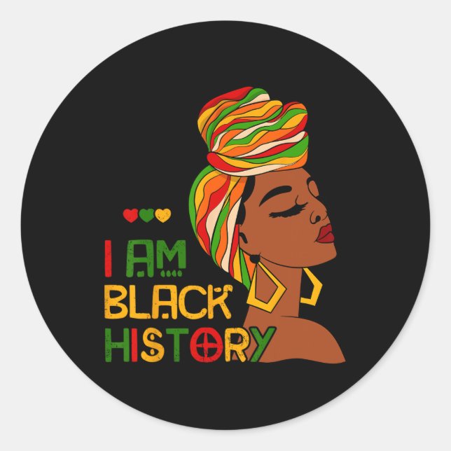 Sticker Rond Je Suis Black History Mois African American Junete (Devant)