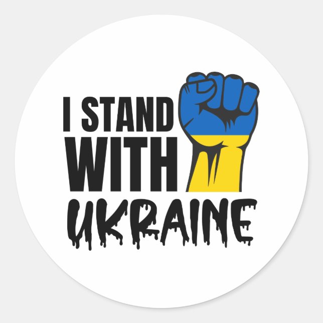 Sticker Rond Je Suis Contre L'Ukraine Russie Ukraine Guerre (Devant)