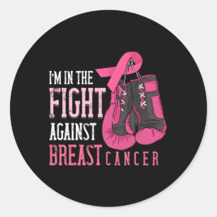 Sticker Rond Je Suis Dans La Lutte K Gants De Ruban Cancer Du S