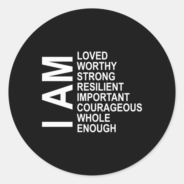 Sticker Rond Je Suis Des Mots D'Encouraget Affirmations Lois D' (Devant)