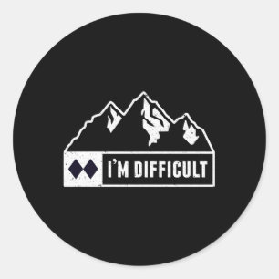 Sticker Rond Je Suis Difficile Snowboard Ski Run Circle Mountai