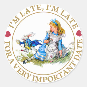 Sticker Rond Je suis en retard, je suis en retard, pour un rend