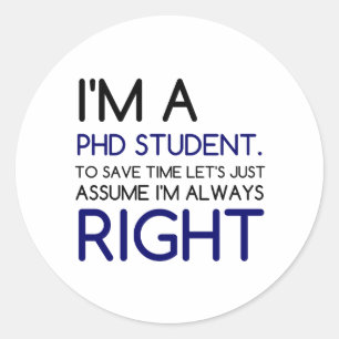 STICKER ROND JE SUIS ÉTUDIANT EN DOCTORAT