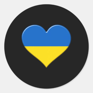 Sticker Rond Je suis fier du drapeau national de l'Ukraine, cœu