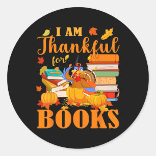 Sticker Rond Je Suis Heureux Pour Les Livres Automne Bibliothéc