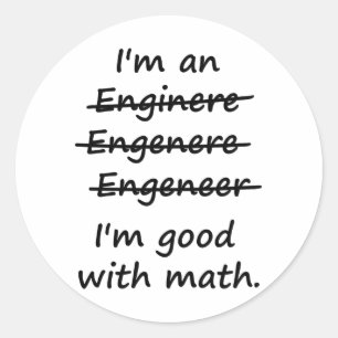 Sticker Rond Je suis ingénieur Je suis bon en mathématiques