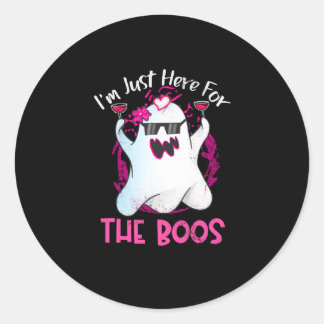 Sticker Rond Je Suis Juste Ici Pour L'Halloween Vin Boos Drôle