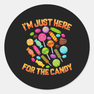 Sticker Rond Je suis juste là pour le jeu de bonbons Halloween