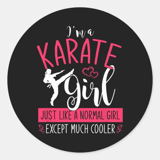 Sticker Rond Je Suis Karaté Girl Karate (Devant)