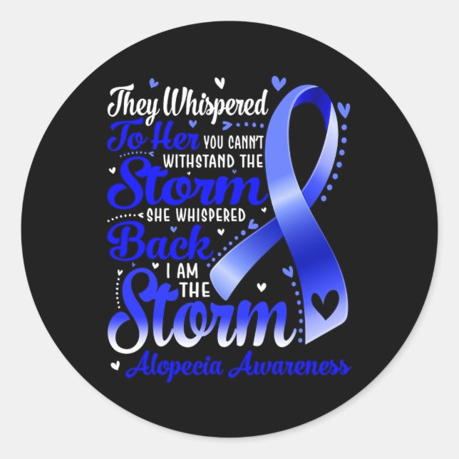 Sticker Rond Je Suis La Tempête Alopécie Sensibilisation Bleu R (Devant)