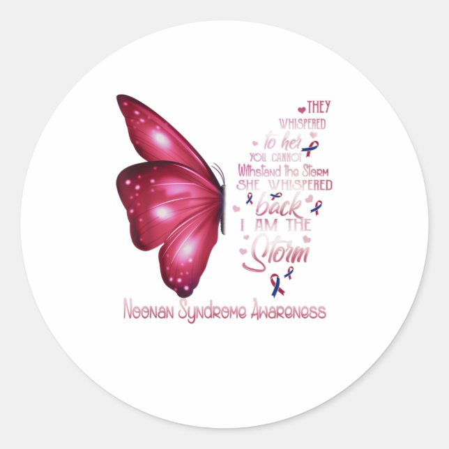 Sticker Rond Je suis la tempête Noonan Syndrome Papillon (Devant)