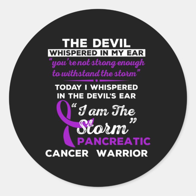 Sticker Rond Je Suis La Tempête Pancréatique Cancer Guerrier (Devant)