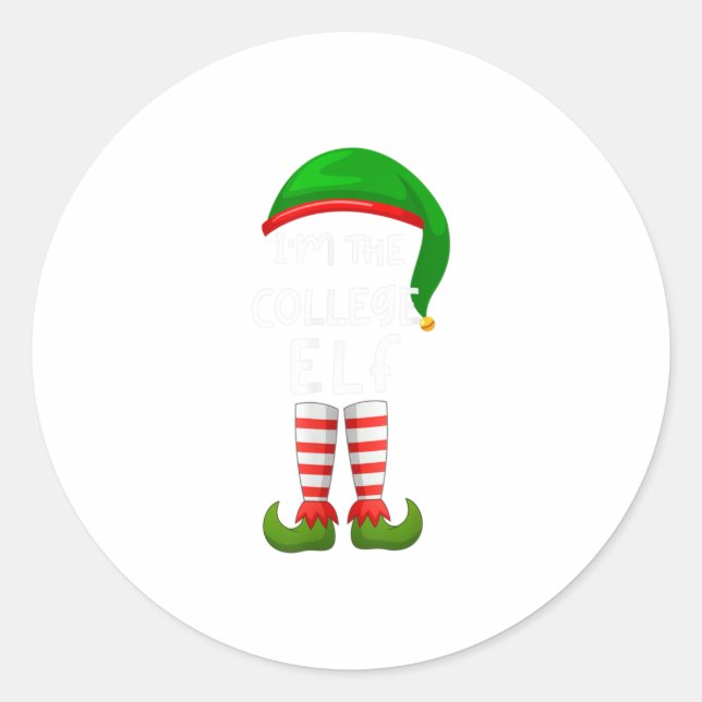 Sticker Rond Je suis le collège Elf Funny Elf Family (Devant)