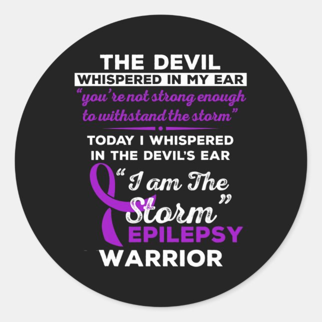 Sticker Rond Je suis le guerrier de l'épilepsie de tempête (Devant)